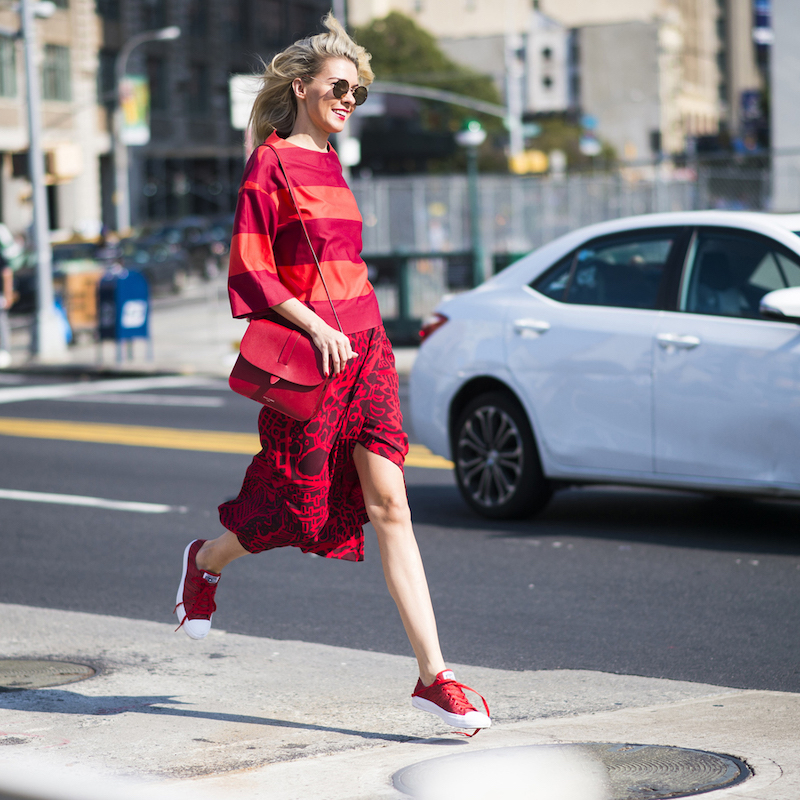 Dress with sneakers outfit